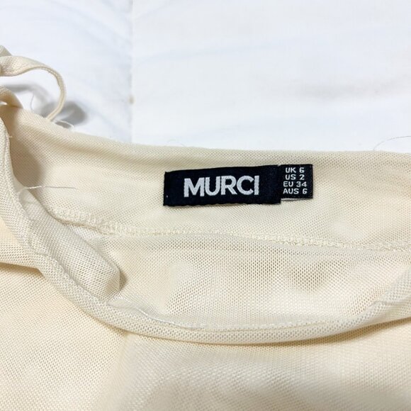 Murci Mesh Maxi Beach Skirt Floral Print Sheer Cover Up White Yellow Pink 2 - Picture 7 of 7